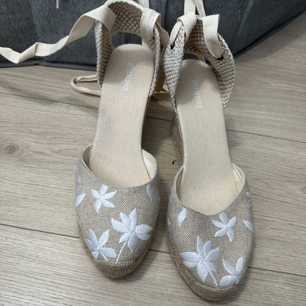 Soludos Espadrille Wedges with Floral Embroidery